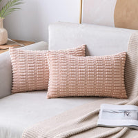 1 x RAW Customer Returns MIULEE Set of 2 40 x 60 cm Corduroy Cushion Covers Modern Cushion Covers Decorative Sofa Cushions Throw Pillows Soft Decorative Cushion Cover for Living Room Sofa Bedroom Boho Decor Pink - RRP €20.66