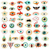 6 x Brand New Amaxiu 50pcs Evil Eye Stickers, Waterproof Aesthetic Stickers Lucky Stickers for Water Bottles Laptop Luggage Suitcase Skateboard Scrapbooking Guitar - RRP €122.4