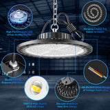 1 x RAW Customer Returns YIQIBRO LED UFO industrial lighting 100W LED high bay lighting 2 pieces - 15000LM LED high bay spotlight with 11.8in metal chain, driver, 6500K IP65 LED UFO for workshop warehouse factories - RRP €52.99