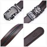 1 x RAW Customer Returns BISON DENIM leather belt men s business belt with automatic clasp, coffee, size 130 - RRP €24.19