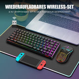 1 x RAW Customer Returns RedThunder K84 Wireless Gaming Keyboard and Mouse Set, QWERTZ DE Layout, Rechargeable Compact, Ultralight - with honeycomb construction for PC MAC PS5 Xbox Gamer - RRP €64.99