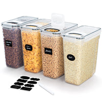 1 x RAW Customer Returns Lifewit 4 Pieces Storage Containers Set for Cereal with Hinged Lid, 4L Airtight Storage Sets with Label Stickers for Organizing the Kitchen Counter for Cereal, Flour, Sugar, BPA Free - RRP €24.18