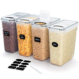 1 x RAW Customer Returns Lifewit 4 Pieces Storage Containers Set for Cereal with Hinged Lid, 4L Airtight Storage Sets with Label Stickers for Organizing the Kitchen Counter for Cereal, Flour, Sugar, BPA Free - RRP €24.18