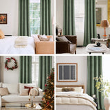 1 x RAW Customer Returns MIULEE Velvet Curtain Sage Green with Eyelets, Beautifully Soft Velvet Curtain Short for Bedroom Living Room, 2 Pieces Thick Velvet Curtains Short Opaque Each 260 cm Long - RRP €58.99