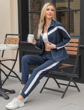 1 x RAW Customer Returns Terecey Women s 2 Piece Tracksuit Complete, Long Sleeve Sports Suit Set Women s Winter Tracksuit with Zipper Sweatshirt and Long Pants Navy Blue, XL  - RRP €34.96