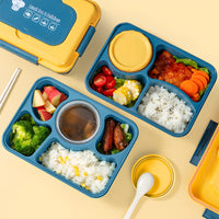 7 x Brand New twirush Kids Bento Box - Leak-proof lunch box with 5 compartments, 1600ml lunch box for adults and children with soup bowl and children s placemat for school work picnic travel blue  - RRP €46.2