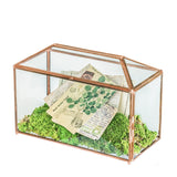 1 x RAW Customer Returns NCYP 32cm Large Rose Gold Geometric Glass Card Box with Slot and Heart Lock, Transparent Terrarium for Wedding Reception, Party Centerpiece Gift Glass Box and Lock Only  - RRP €56.99