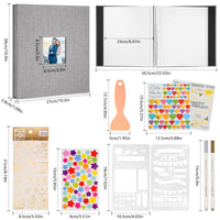 1 x Brand New DazSpirit Self-Adhesive Photo Album, 28 27cm Large Linen Cover Scrapbook, with Scraper, Metal Pen, Stickers, Templates, DIY Photo Album for Families, Couples, Babies, Travel 20 Sheets 40 Pages, Gray  - RRP €20.4