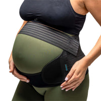 1 x RAW Customer Returns BABYGO belly belt pregnancy belly band Pregnancy belt support belt abdominal support lap belt including exercise book - yoga for pregnant women M black - RRP €25.82