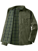 1 x RAW Customer Returns Mr.Stream Men s Checked Flannel Lining Shirt Jacket Transition Jacket Lightweight Stand-Up Collar Field Jacket Cargo Autumn Jacket Snap Western Cowboy Jackets 3268 Green M - RRP €60.41