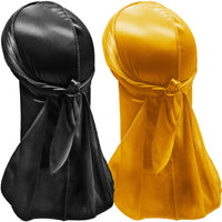 11 x Brand New Hairizone Silky Durags Doo Rags for Men Waves Black Gold 2 Pack - RRP €142.78