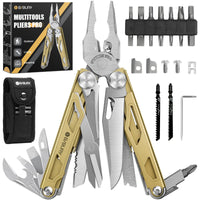 1 x RAW Customer Returns BIBURY Multitools, Multi Tool Foldable Pliers with Improved Scissors and Screwdriver, Stainless Steel with Nylon Bag, Ideal for Outdoor, Hiking Gift for Dad Men Christmas Gifts Father s Day - RRP €53.26