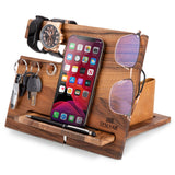 1 x RAW Customer Returns TESLYAR Desk Organizer Wooden Walnut Key Organizer with 3 Key Hooks Table Organizer Cell Phone Docking Station for Office Storage Organization - Great Men s Gifts Made of Wood - RRP €29.83