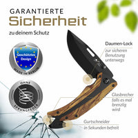 1 x RAW Customer Returns BERGKVIST K29 folding knife Tiger one-hand knife - 3-in-1 pocket knife made of real wood for outdoor, camping survival - awarded the Bronze A Design Award 2021 - incl. fire steel bag - RRP €30.24