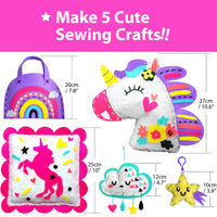 1 x RAW Customer Returns KRAFUN My First Sewing Unicorn Beginner Arts Crafts, Make 5 Cute Projects with Plush, Pillow, Mobile, Keychain and Bag, Instructions and Felt - RRP €27.99