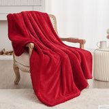 1 x RAW Customer Returns SOCHOW Sherpa Fleece Plaid Blanket, Classic Red 220 x 240 cm Super Soft and Luxurious Double Layer Plush Blanket - RRP €49.99