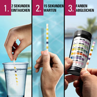 1 x RAW Customer Returns Health Metric Pool Test Strips - 100 Pieces - Pool Accessory Set Test Strips for Free Chlorine, Total Chlorine, pH and Water Hardness - Easy Measurement on 7 Values - RRP €14.11