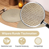 1 x RAW Customer Returns wiipara Set of 12 Round Placemats Washable, 34cm Woven Placemats Heat Resistant with Coaster, Gold Round Placemat for Kitchen, Christmas, Party, Wedding Gold  - RRP €18.99