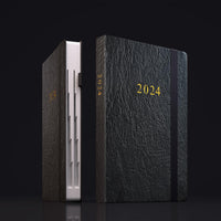 8 x Brand New DeDe Bee 2024 Daily Agenda, A5 Planner Total 416 Pages with Monthly Plan Interior Pocket Elastic Closure, Black Cover - RRP €134.4