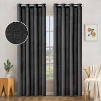 1 x RAW Customer Returns MIULEE Set of 2 Voile Curtain Sheer Linen Curtain with Eyelets Transparent Irregular Texture Curtain Eyelet Curtain Window Curtain Translucent for Bedroom 245 x 140 cm H x W Black - RRP €20.44