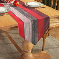 1 x RAW Customer Returns Table Runner Linen Colored Stripe Farmhouse Rustic Retro Barn Wood Texture Red Orange Gray 40x140cm Jute Table Runner for Dining Table Farmhouse Party Picnic Free Kitchen Decoration - RRP €14.99