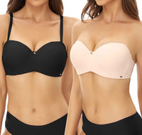 1 x RAW Customer Returns SHEKINI Balconette Bra Women s Bras Backless Bra Underwire Push up Bra Strapless Bra Removable Shoulder Strap Two-Way Bra Soft T-shirt Bra 2 Pack - RRP €32.99