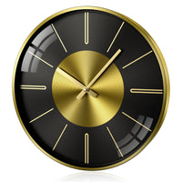 1 x RAW Customer Returns HOSTON Wall Clock 12 Inch Silent Non Ticking Modern Clock Round Wall Decoration, Aluminum Wall Clocks for Living Room Kitchen Office 12 Inches, Golden, Scale  - RRP €20.4