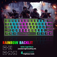 1 x RAW Customer Returns 2.4GHz Keyboard Mouse Gaming Set Wireless Illuminated, 61 Keys Rainbow 3800mAh Rechargeable Mechanical Feel Keyboard, 2400 DPI Rainbow Light LED 6 Buttons Mouse, Compatible PS4 PS5 Xbox-Black - RRP €43.28