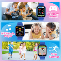 1 x RAW Customer Returns Smartwatch for Kids - 26 Games, Calorie Pedometer, Kids Smartwatch Clock with Cameras, Musical, Flashlight, Alarm Clock, Educational Toys, Birthday Gift for Kids Built-in SD Card  - RRP €39.99