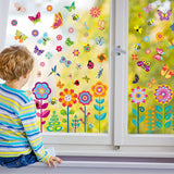 14 x Brand New 9 sheets window pictures, spring window stickers 99 pieces, self-adhesive window decoration stickers summer decoration window film, window stickers flowers butterflies window decoration for children s room party - RRP €111.86