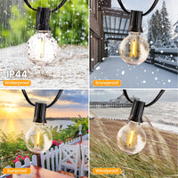 1 x RAW Customer Returns 17M Solar Fairy Lights Outdoor with 25 2 Warm White G40 LED Bulbs, USB Solar Charging Method, Outdoor Solar Fairy Lights, IP44 Waterproof 11 Modes Fairy Lights for Garden, Patio, Balcony, Wedding - RRP €36.99