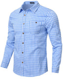 1 x RAW Customer Returns LUYANA Shirts Men Long Sleeve Casual Shirt Men Plaid Oktoberfest Shirt Bavarian Style Light Blue XL - RRP €27.18