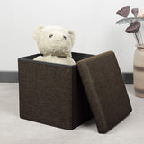 1 x RAW Customer Returns Bonlife Footstool Container for Sofa Low Stool Storage Cube Ottoman Linen Living Room Bedroom Coffee Table Brown 30x30x30cm - RRP €19.99