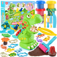 6 x RAW Customer Returns PLAY modeling clay set for children - DIY dinosaur modeling clay accessories from 3 years, children s modeling clay dinosaur dentist toy modeling clay with 6 cans of modeling clay, toy gift for girls and boys - RRP €163.14