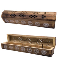 1 x RAW Customer Returns Incense burner censer wooden box hand decorated in India - Exclusive chakra design, 30.5 x 6.2 x 5.5 cm, weight 240 g, wooden incense. - RRP €13.95