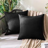 1 x RAW Customer Returns MIULEE 2 Pieces Outdoor Cushion Cover Waterproof Linen Pillowcases Soft Sofa Decorative Pillows for Living Room Bed Chair Room Office Bedroom Lumbar 50x50 cm Black - RRP €17.14