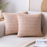 1 x Brand New MIULEE Set of 2 45 x 45 cm Corduroy Cushion Covers Modern Cushion Covers Decorative Sofa Cushions Throw Pillows Soft Decorative Cushion Cover for Living Room Sofa Bedroom Boho Decor Pink - RRP €17.99