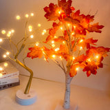 1 x RAW Customer Returns LED tree indoor, 24 LED maple leaf warm light for indoor mood light, USB cable or battery operated autumn decorative lights for living room, office, dining room, Christmas decoration - RRP €18.7