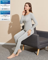 1 x RAW Customer Returns LAPASA women s inner fleece thermal underwear set, thermal top and thermal trousers, leggings, functional underwear sets, L17 light grey, 100 warm, L - RRP €23.24