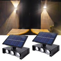 1 x RAW Customer Returns Joyes Pack of 2 Solar Wall Lights Outdoor, Adjustable Solar Lamps for Outdoor Use with 6 Warm Lamp LED Wall Lights Up Down Light Decorative IP65 Waterproof Solar Lamps for Garden Lawn Balcony Yard - RRP €26.21