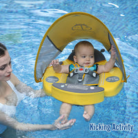 1 x RAW Customer Returns Ladybug Baby Safety Solid Float Non-Inflatable Swim Ring, Infant Swimming Trainer UPF 50 Sun Canopy Mambobaby Infant Pool Float Pink  - RRP €85.72