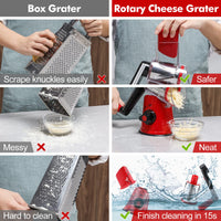 1 x RAW Customer Returns GDL cheese grater with crank, vegetable slicer with 3 interchangeable drum blades, grater kitchen quick cutting, drum grater suitable for vegetables, fruit, etc. - RRP €36.99