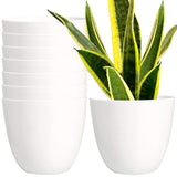 5 x Brand New Youngever Pack of 7 16CM Plastic Plant Flower Pot, Decorative Garden Pot with Drainage for Houseplants, Flowers, Herbs, Succulents and Hanging Plants White  - RRP €102.0