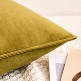 1 x RAW Customer Returns MIULEE Set of 2 Velvet Cushion Covers Flange Cushion Cover Decorative Sofa Cushions Decorative Cushion Wrapped Edge Cushion Covers Decorative Cushion Cover for Sofa Living Room Bedroom 60 x 60 cm Olive Green - RRP €20.99