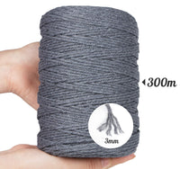 1 x RAW Customer Returns Macrame Yarn 3mm Grey, 300m Natural Cotton Yarn Macrame Cord for Macrame Wall Hangings, Tapestries, Hanging Baskets, Cotton Yarn Recyclable for DIY Crafts Knitting Plant Hanger Boho Decoration - RRP €15.65