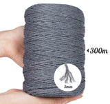 1 x RAW Customer Returns Macrame Yarn 3mm Grey, 300m Natural Cotton Yarn Macrame Cord for Macrame Wall Hangings, Tapestries, Hanging Baskets, Cotton Yarn Recyclable for DIY Crafts Knitting Plant Hanger Boho Decoration - RRP €15.65