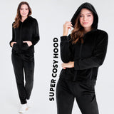 1 x RAW Customer Returns CityComfort tracksuit women, velour jogging suit women set with hoodie and jogging pants - loungewear set for women black, L  - RRP €22.4