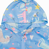 1 x RAW Customer Returns Domueay Jacket for Children Girls Hooded Outdoor Sports Windbreaker Wind and Waterproof Coat Summer Spring Autumn Light Transition Jacket Hiking Jacket Outwear Jackets 4-5 Years, Blue Rainbow Horse - RRP €19.2