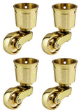 1 x RAW Customer Returns High Quality Solid Brass Casters with 28mm Wheels - Real Polished Solid Brass - Vintage Antique - Cup Style Fitting - Polished Brass - UK Company - Pack of 4 - RRP €36.99