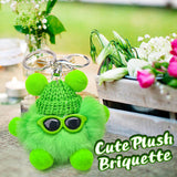 1 x Brand New xinrongda Plush Keychain with Briquette Pendant, Pompoms Keychain with Positive Card, Cute Plush Toy for Decoration Green  - RRP €22.8